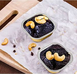 300ml/200ml <b>Takeaway</b> Food <b>Container</b> Square Dessert Bowls Lid PP Aluminum Microwavable Food Grade Disposable Pastry Pudding Cup - Product Image 2