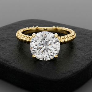 Bague de fiançailles en or massif 14 carats avec diamant taille brillant rond pour femme, classique, certifiée IGI, diamant de laboratoire, cadeau de mariage et d'anniversaire - Product Image 1