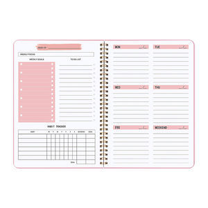 <span class=keywords><strong>Agenda</strong></span> semanal sin fecha A5, cuaderno de encuadernación en espiral, planificador azul y rosa - Product Image 4