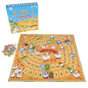 Jeu d'échecs 2-en-1 Oie et Animaux avec tuiles de défi de mémoire, jeu de société interactif à retourner pour la famille - Product Image 1