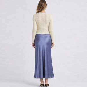 <span class=keywords><strong>Jupe</strong></span> longue en satin pour femme, taille haute, élégante, minimaliste, unie, personnalisable - Product Image 2