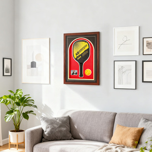 Espositore per Racchetta da Pickleball - Teca in Legno con <span class=keywords><strong>Porta</strong></span> in Acrilico per 1 Racchetta, Pallina e <span class=keywords><strong>Foto</strong></span> - Product Image 1