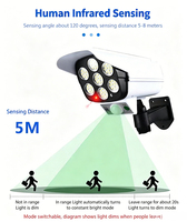 Projecteur solaire extérieur avec détecteur de mouvement et télécommande, imitation caméra de sécurité, pour porche et allée