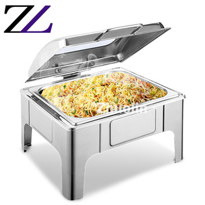 Buffet <span class=keywords><strong>crédence</strong></span> buffet marmites chauffant 9 litres pour acier inoxydable or mélangé argent plat chauffant alimentaire buffet chaud réchaud - Product Image 3