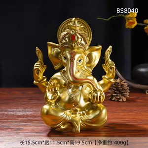 Dio indù statua polyresin Bianco & Oro statua di Lord Ganesh Ganpati Elefante Dio Indù a base di polvere di Marmo - Product Image 4