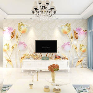 3D Bijoux Fleur Tv Fond Mur Papier Peint Moderne Minimaliste Mural Film Et Télévision Papier Peint Revêtement Mural Personnalisation - Product Image 2