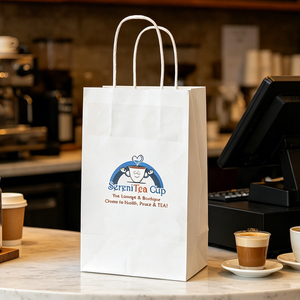 Bolsa de Papel Reciclado con Logotipo Personalizado para Comida para Llevar, Panadería, Galletas, Compras, Bolsa de Papel Kraft con Asas - Product Image 1
