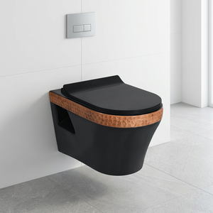 Wc mural CE, rond/carré, sans bords, suspendu au mur, Wc mural, siège de toilette noir européen - Product Image 3