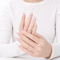 Uñas postizas de gel acrílico transparente de marca privada Winsome, puntas de gel suave de cobertura completa para dedos