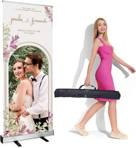 حامل لافتات قابل للطي بإطار ألومنيوم مطبوع حسب الطلب للأعمال التجارية وحفلات الزفاف والمعارض التجارية - 33 × 81 بوصة صنع في الصين - Product Image 4