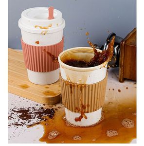 แก้วกาแฟพกพาขนาดเล็กแบบขายส่ง ใช้ซ้ำได้ เป็นมิตรกับสิ่งแวดล้อม พร้อมโลโก้สั่งทำ แก้วกาแฟใยฟางข้าวสาลีสำหรับเดินทาง - Product Image 1