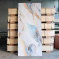 Panneau mural SPC en marbre rigide, léger, imperméable, bleu or, de luxe, facile à nettoyer et à installer, avec plusieurs motifs