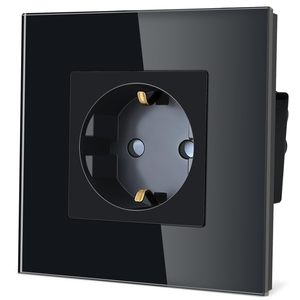 เต้ารับไฟฟ้าแบบยุโรปสีดำ แผงกระจกนิรภัย 16A พร้อมฝาปิดนิรภัยสำหรับเด็ก สำหรับใช้ภายในอาคาร - Product Image 3