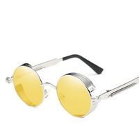 Nouvelles lunettes de soleil gothiques steampunk polarisées pour hommes et femmes, lunettes de soleil rétro rondes à monture métallique de haute qualité