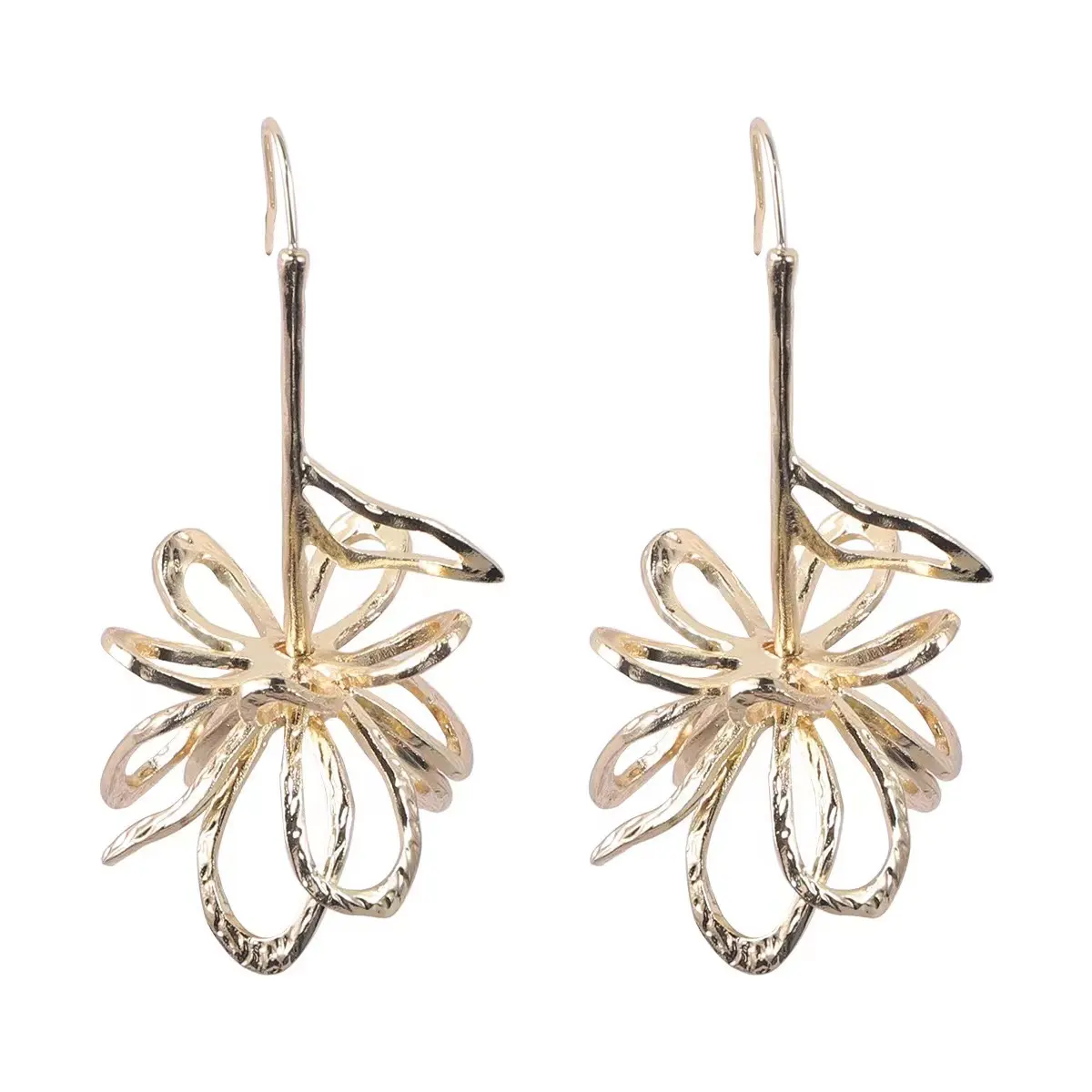 European design chic elegant delicate gold silver alloy flower lines exaggerated personality earrings for ladies Women's earring
