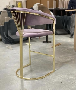 Silla de Bar de lujo de acero inoxidable, taburete moderno de terciopelo con encimera alta, para casa, Hotel y boda, <span class=keywords><strong>2022</strong></span> - Product Image 3