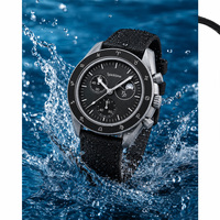 Montre Sport Chronographe à Quartz en Céramique, Phase de Lune, Écologique, Légère, 42mm, Étanche 3ATM, Bracelet Caoutchouc 22mm, Design Zodiaque