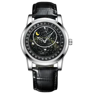 Hot Model Galaxy Printing with Luminous Wristwatches Alloy Case Mechanical Watches Custom Logo