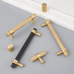 Black Gold Brass Knurled Handle Pulls Antique Door Cabinet Drawer Brass Knurled Knob Handle