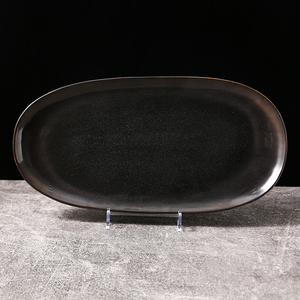 WEIYE piatto da portata ovale giapponese vassoio di <span class=keywords><strong>servizio</strong></span> <span class=keywords><strong>piatti</strong></span> da portata in <span class=keywords><strong>porcellana</strong></span> nera liscia per la ristorazione - Product Image 4
