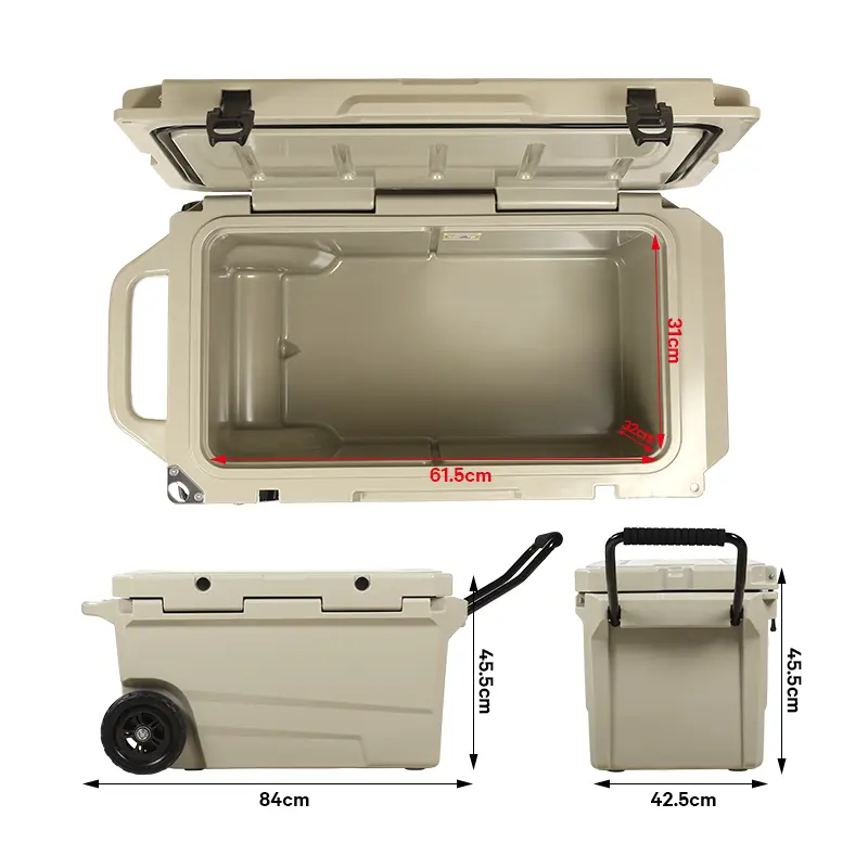 55QT qualità capacità personalizzata grande capacità escursionismo viaggio campeggio termico hard shell cooler con ruote