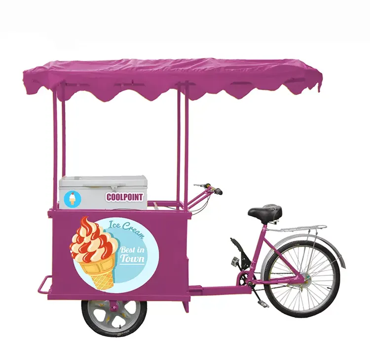 Business Use Icecream Bike With Freezer Solar-powered Ice Cream Freezer Cart Ice Cream Electric Bike
