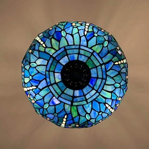 LongHuiJing Middle 16Inch Stained Glass for Style <b>LED</b> Chandelier Blue Dragonfly Design Dark Bronze 3Light Adjustable 360 - Product Image 3