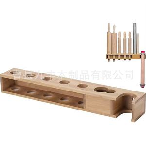 Wooden <b>Wall</b> Mounted <b>Storage</b> Rack For Kitchen Rolling Pins Hook Organizer No Drilling Required Simple Design - Product Image 5