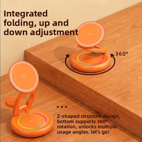 Support de charge rapide sans fil 3-en-1 en métal magnétique pliable et rotatif pour téléphones, montres et écouteurs, utilisation sur bureau, orange