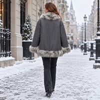 Parka mi-longue OEM à col montant, garniture en fourrure de raton laveur, poches fendues, épaules tombantes, pour un style urbain automne-hiver