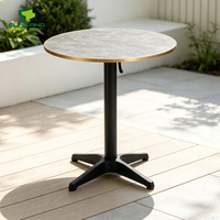 Plateau de table rond SCB résistant aux taches et à la chaleur, bordure en aluminium doré, pour hôtels, restaurants, projets de restauration commerciale