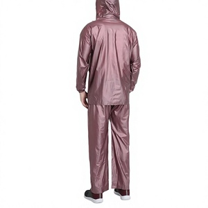 Survêtement imperméable à capuche pour homme, couleur unie, polyester, décontracté, avec poches latérales et fermeture à boutons - Product Image 3