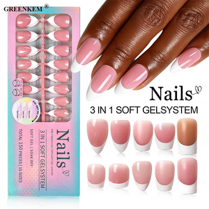 150 <span class=keywords><strong>Uñas</strong></span> Postizas Estilo Francés, <span class=keywords><strong>Uñas</strong></span> de Cobertura Completa, <span class=keywords><strong>Uñas</strong></span> Acrílicas Ovaladas, Almendradas y Cuadradas - Product Image 1