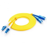 Kabel Patch Fiber Optik FTTH LC/UPC ke SC/UPC Panjang Sesuai Pesanan, Single dan Multi Mode OS2 9/125um Duplex