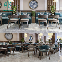 Ron Group Modern Custom Hotel Restaurant Meubilair Fluweel gestoffeerde Booth Zitplaatsen Vierkante Houten Tafel en Stoelenset