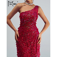 Robes de Soirée Longues Épaule Unique sans Dos Coupe A-Line Maxi à Paillettes Noires Sexy Élégantes et Luxueuses pour Femmes et Dames Soirée Formelle