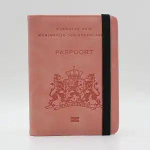 UK logo Pays-Bas porte-passeport en cuir en gros PU portefeuille de voyage personnalise simple Europe multifonction passeport protecteur