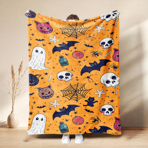 Couverture en flanelle à motifs d'Halloween, couverture de sieste, décoration de fête, cadeau d'horreur, confortable, chaude, super douce pour la chambre à coucher, le salon - Product Image 3