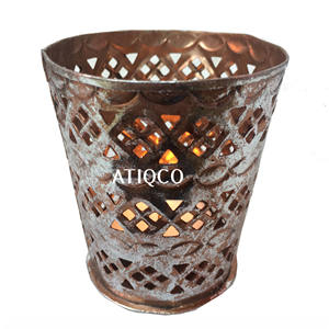 Pilier votif en fer antique en cuivre indien Supports votifs en fer de qualité supérieure Porte-bougies vintage Bougie votive de haute qualité - Product Image 2