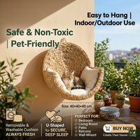 Lit pour chien et chat Petduke Luxury Heating Solid Water Hyacinth Grass, fait main, housse amovible, imperméable, écologique, hypoallergénique