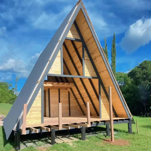 カスタムデザインの三角形の木造住宅、モダンなモジュール式住宅、サマーキャンプホテル用の三角形ログハウス販売中 - Product Image 1