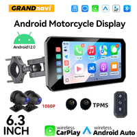 Système de navigation pour moto Grandnavi New 6,3 pouces, étanche, double sport, caméra avant/arrière, écran tactile, Carplay, Android Auto