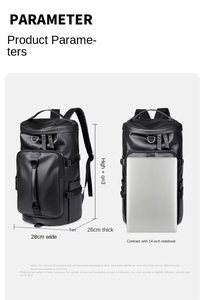 Tùy Chỉnh Không Thấm Nước PU Da Người Đàn Ông Ba Lô Phong Cách Kinh Doanh Ba Lô Du Lịch Qua Đêm Vải Thô Túi Với Giày Ngăn - Product Image 3