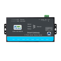 Passerelle Ethernet industrielle 8 ports RS485, commutateur 2 ports, convertisseur Modbus TCP/RTU, certifiée CE pour l'automatisation industrielle