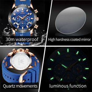   นาฬิกาข้อมือผู้ชาย 9991 Versatility Restored Dial Complete Calendar สีโรสโกลด์ ดีไซน์หน้าปัดแบบหน้าปัดรถยนต์ สายซิลิโคนสีน้ำเงิน ระบบควอตซ์ - Product Image 4