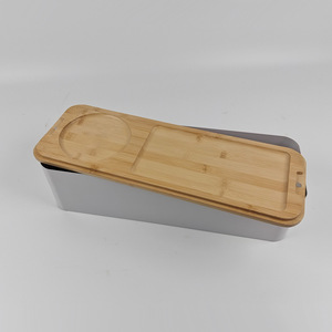 Boîte à pain rectangulaire de style européen sur mesure avec couvercle en bambou et couvercle de rangement en métal, motif décoratif personnalisable - Product Image 2