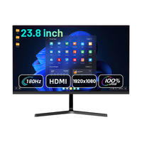 Moniteur de jeu Full HD 24 pouces 180 Hz 1 ms, dalle IPS 98 % sRGB, sans cadre, haut-parleurs intégrés, pour bureau à domicile et divertissement sur PC