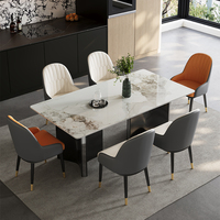 Ensemble de table à manger moderne de luxe Modhomi avec 6 chaises plateau en pierre frittée et base en acier au carbone pour salle à manger restaurant Ues