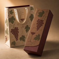 Boîte cadeau de luxe pour vin, écologique et recyclable, avec sac en papier artistique, fermoir magnétique, motif gaufré et pelliculage mat