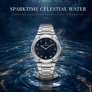 นาฬิกาควอตซ์หรู SparkTime ระบบเซี่ยงไฮ้ สายสแตนเลสสตีล สำหรับทั้งชายและหญิง ขนาด 41 มม. หน้าปัดสีดำประดับเพชรเทียม แบบอนาล็อก สายขนาด 20 มม. - Product Image 4